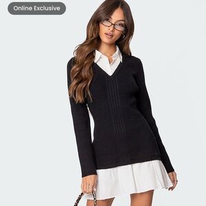 Edikted Two in One Collared Sweater Dress